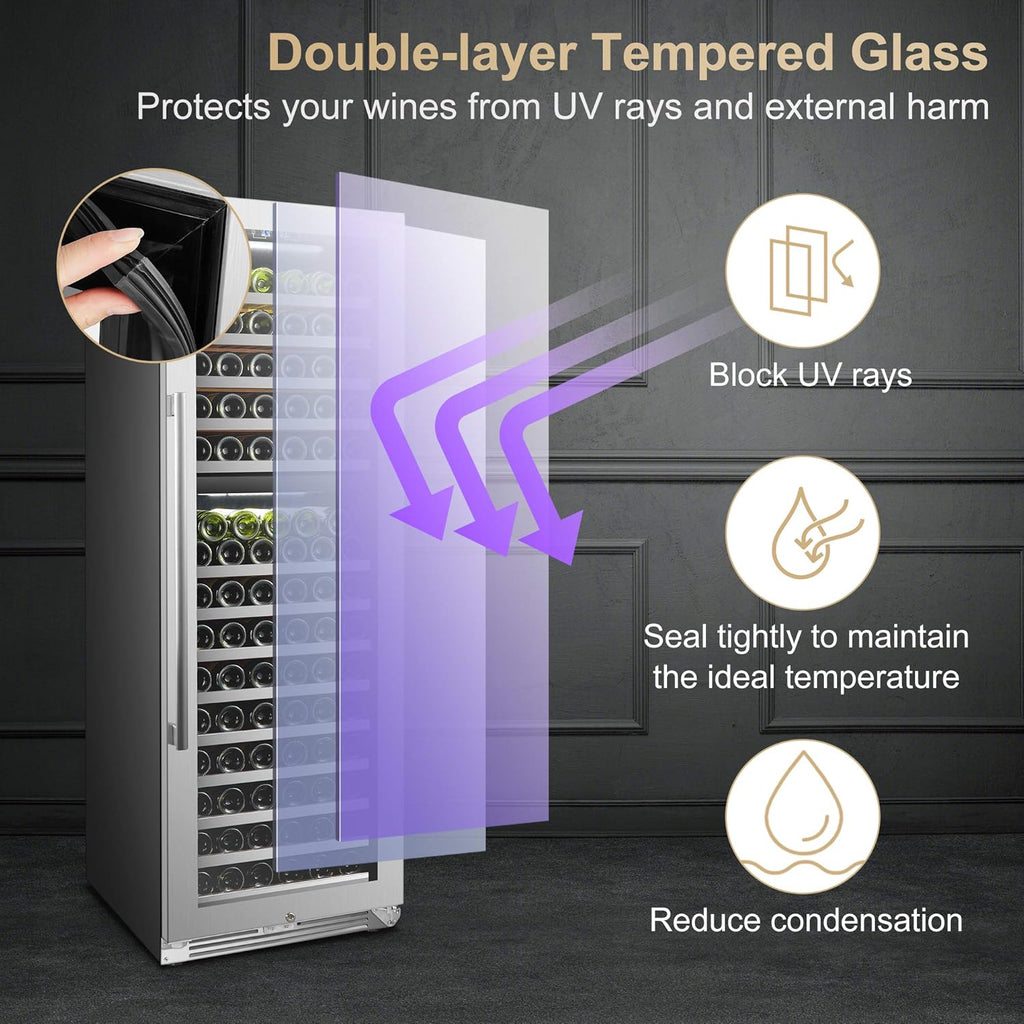 153 Bottle Built-in Dual Zone Stainless Steel Wine Cooler M48695