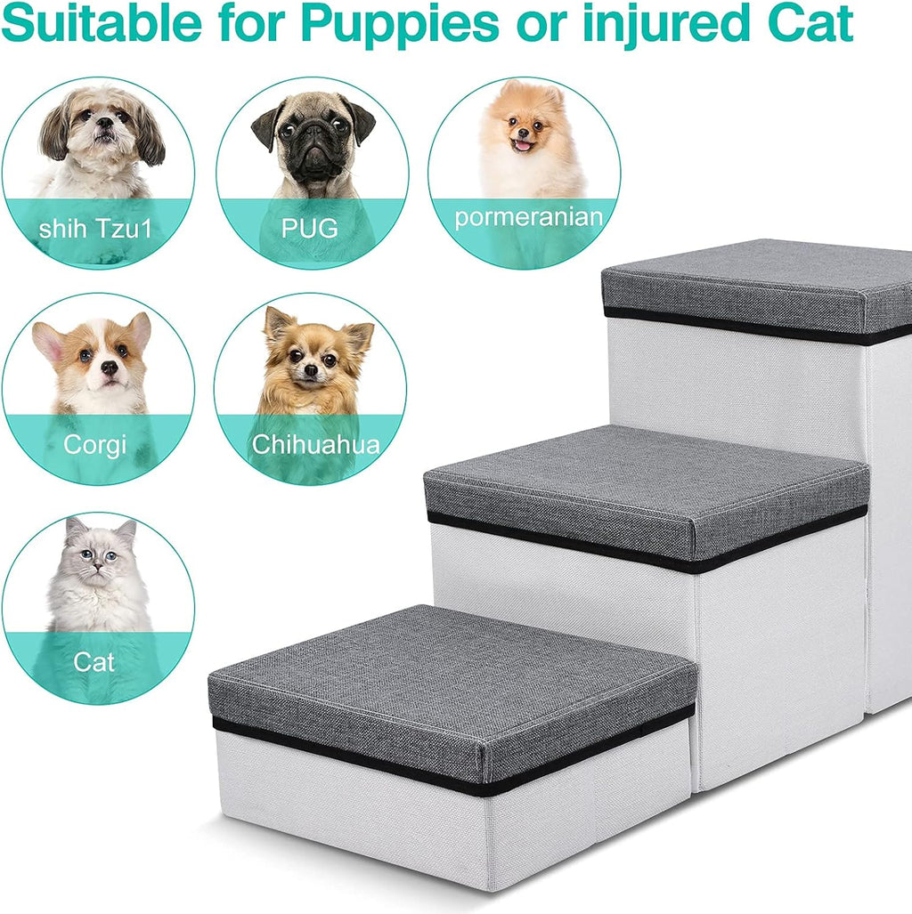 Grey 3 Step Folding Pet Stairs M702754