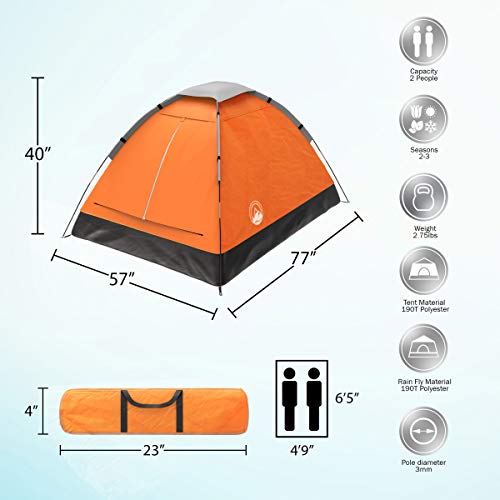 2-Person Camping Tent with Rain Fly and Carrying Bag M566265
