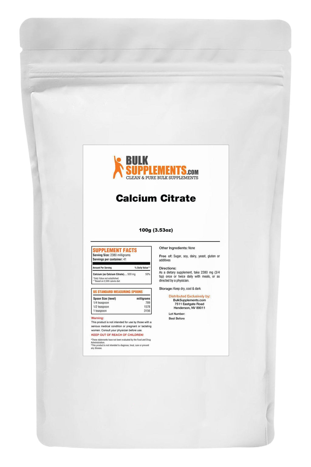 Pure Calcium Citrate Powder (5 Kilograms) L13341