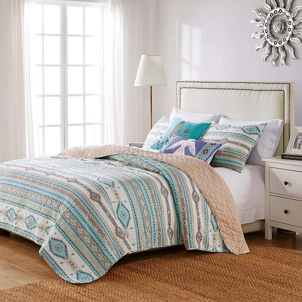 Turquoise 3-Piece King Quilt Set F92707