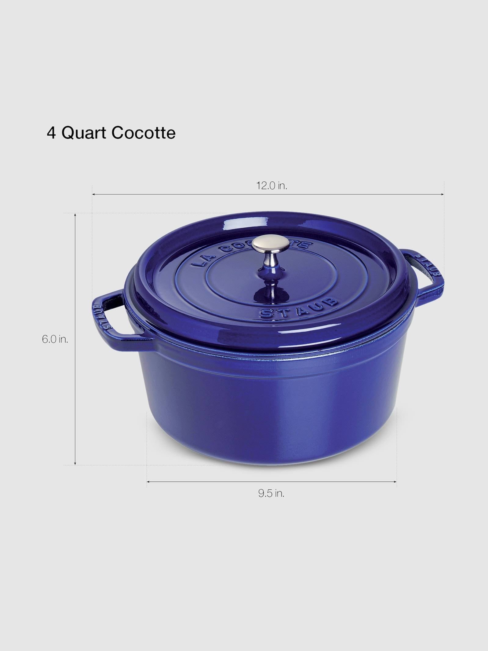 Dark Blue Cast Iron 4-Quart Round Cocotte T45011