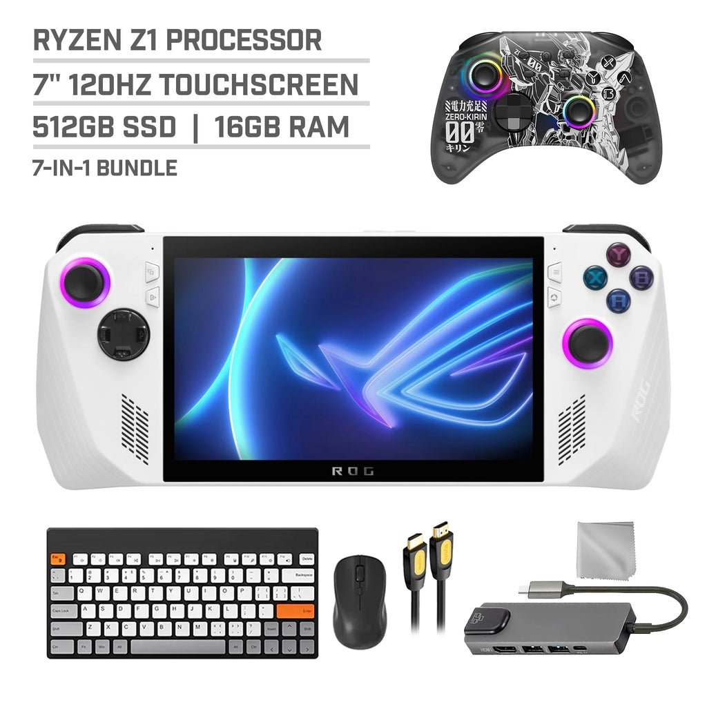 512GB Gaming Handheld 7-inch Touchscreen 120Hz FHD 1080p AMD Ryzen Z1 Processor Bundle S147