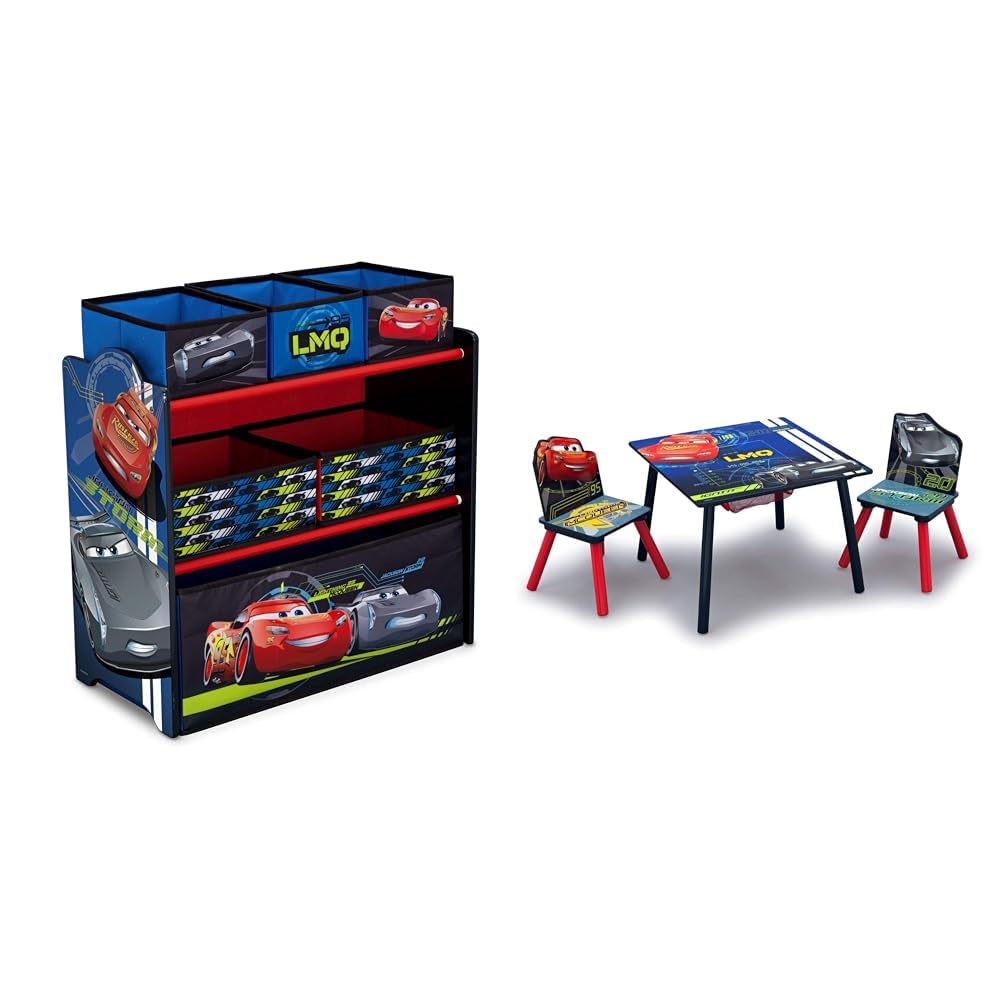 Toy Organizer and Kids Table and Chair Set With Storage (2 Chairs Included) N499