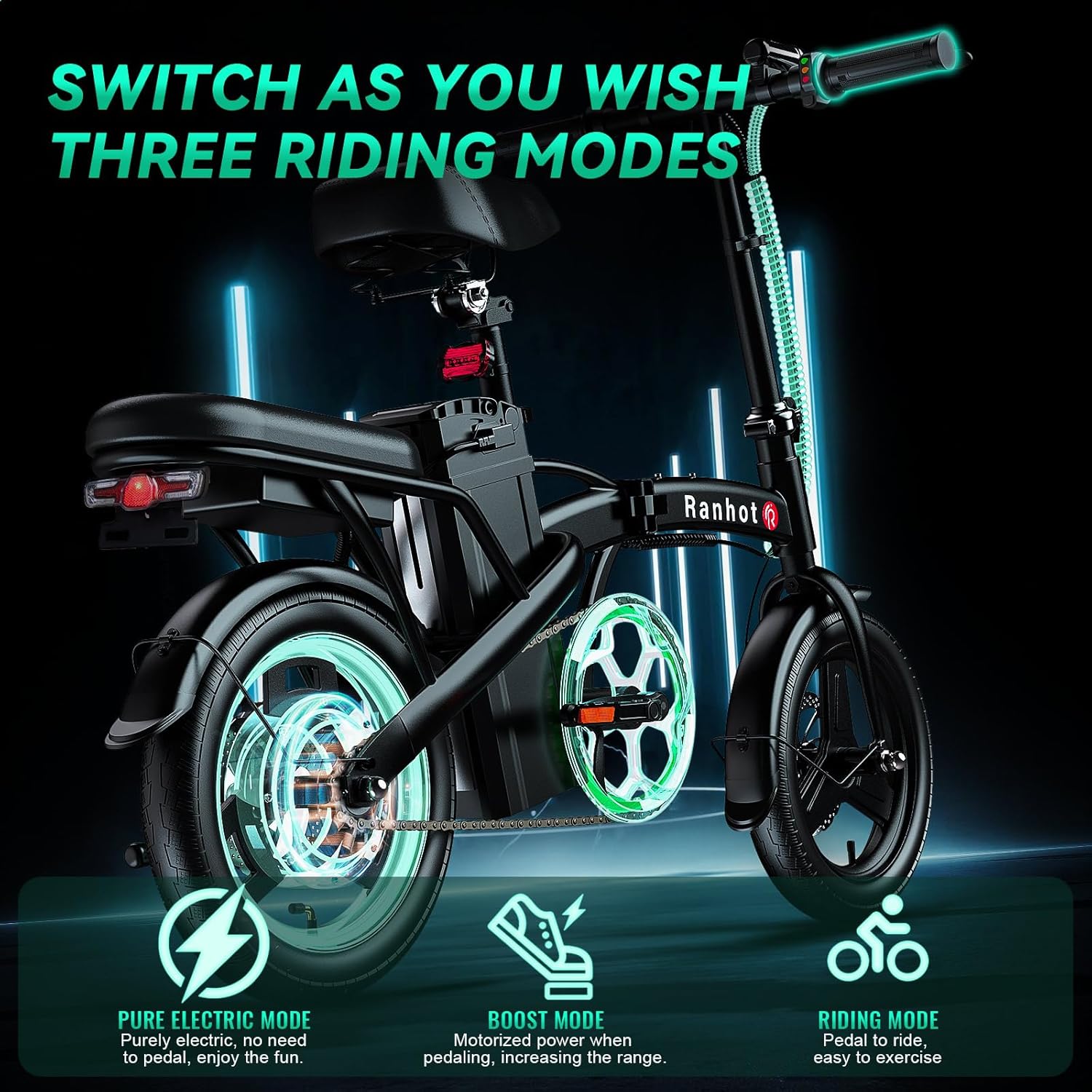 Folding Electric Bike with 750W Motor, 48V 13Ah Battery, 14” Tire W8425