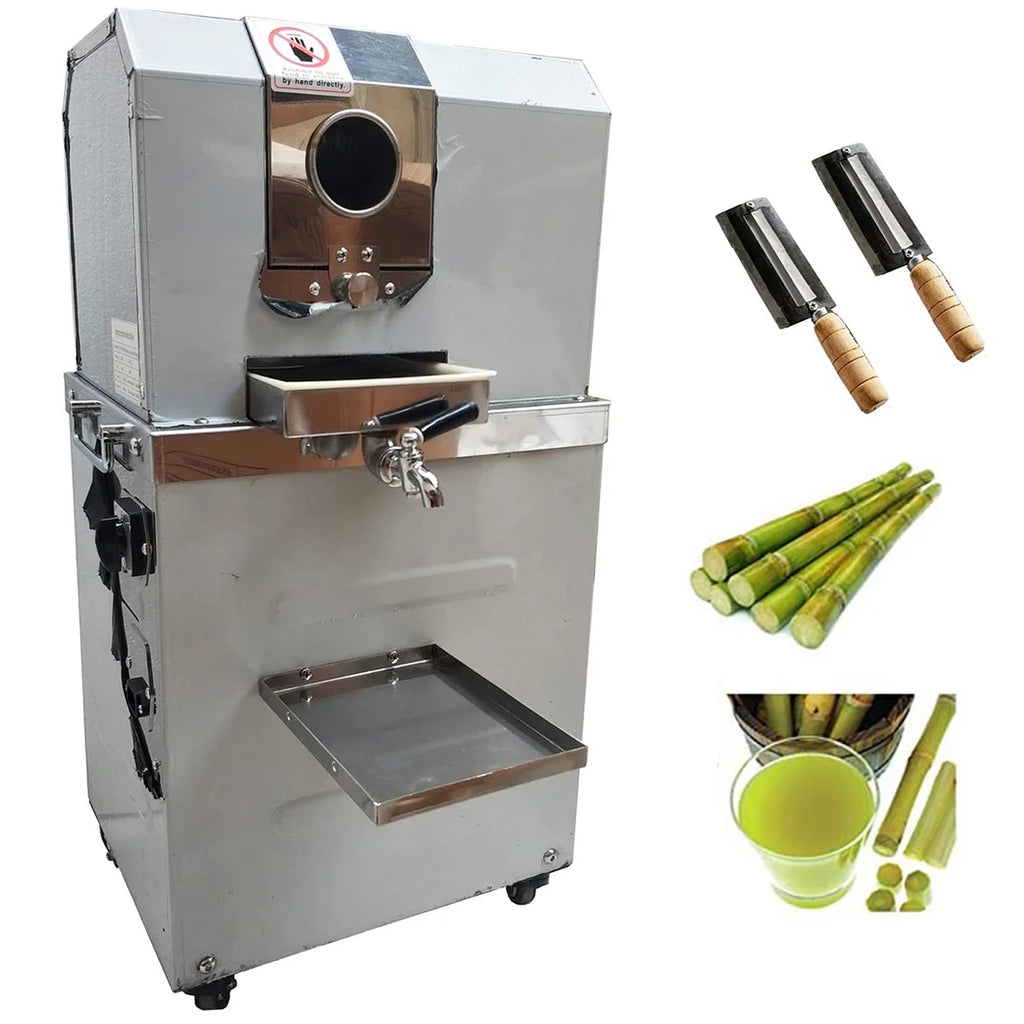 Vertical Electric Sugarcane Juicer Juice Press Machine 4 Rollers Stainless Steel Silver E827