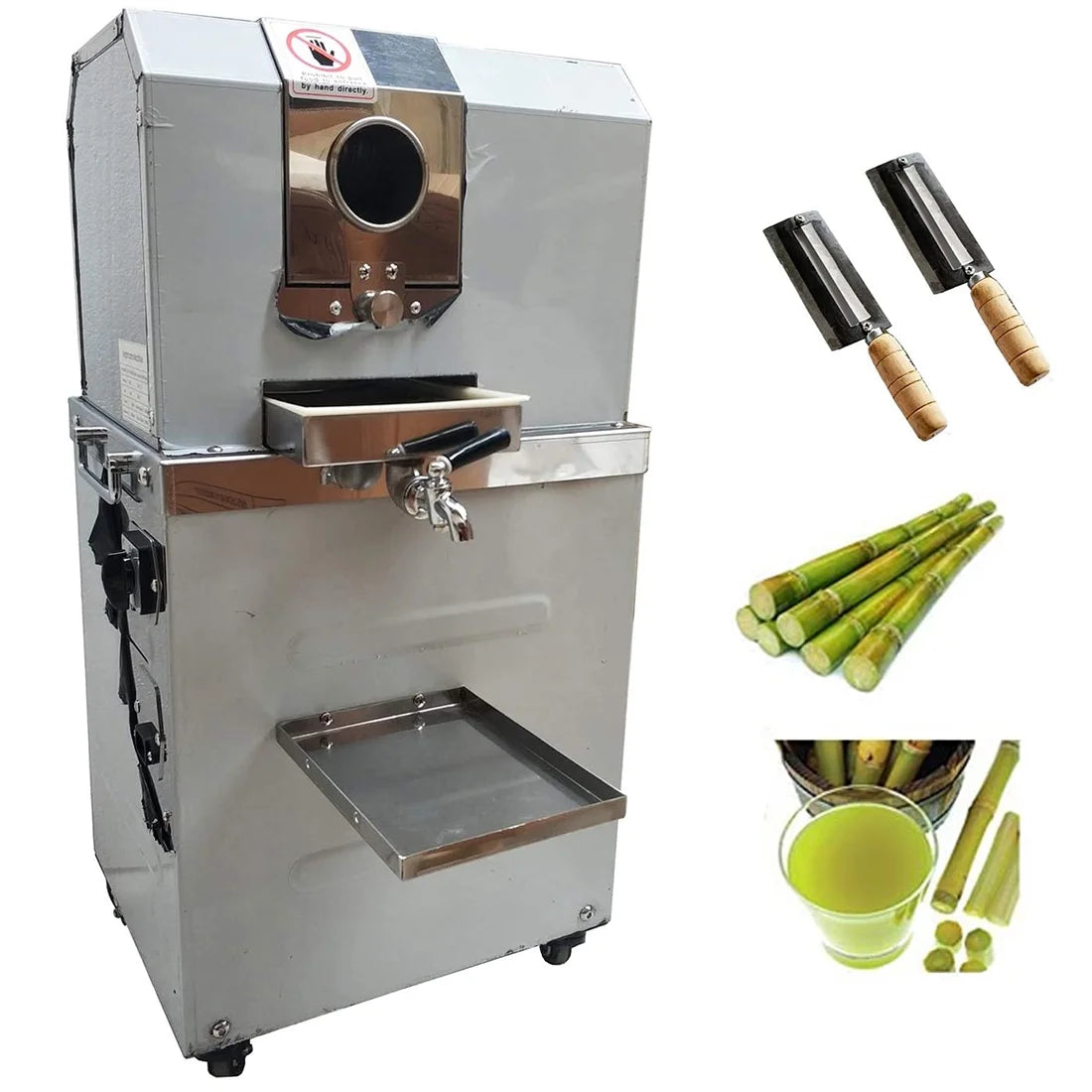 Vertical Electric Sugarcane Juicer Juice Press Machine 4 Rollers Stainless Steel Silver E827