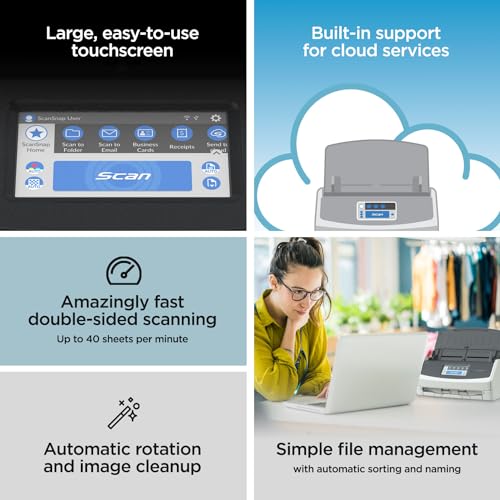 Black Wireless Document Scanner with Auto Document Feeder P102552