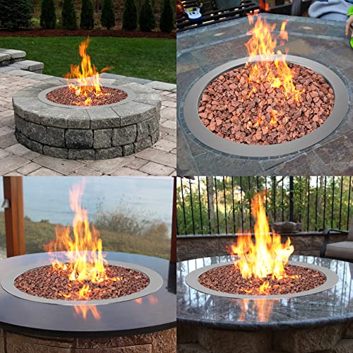 19 Inch Round Stainless Steel Drop in Fire Pit Pan Fire Bowl with Burner Ring and Protective Cover A17109