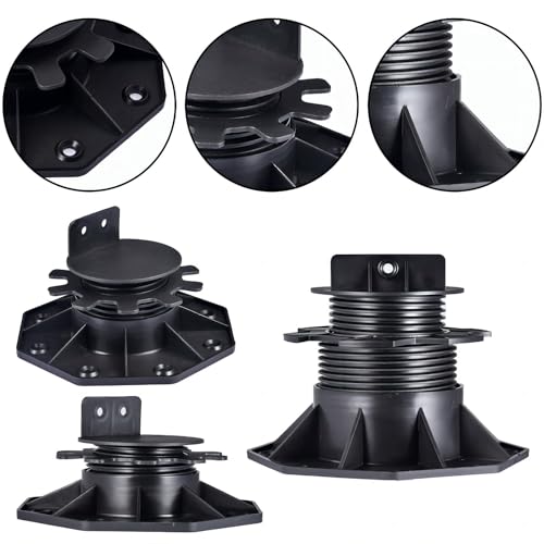 12Pack Adjustable Deck Support Pedestal Foundation Base, Black U68740
