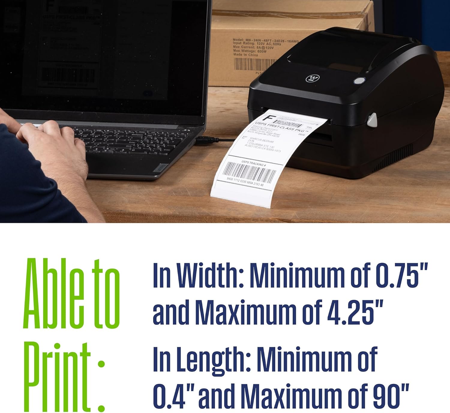 Direct Thermal Label Printer USB, Desktop Label Printer for Packages, includes Sample 4x6 Labels Q78544