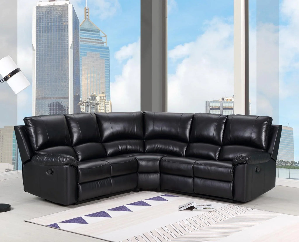 Black Leather Power Reclining Sectional K909
