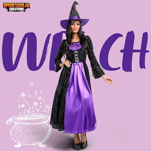 Witch Costume Women with Witch Dress Hat Accessories Y9873