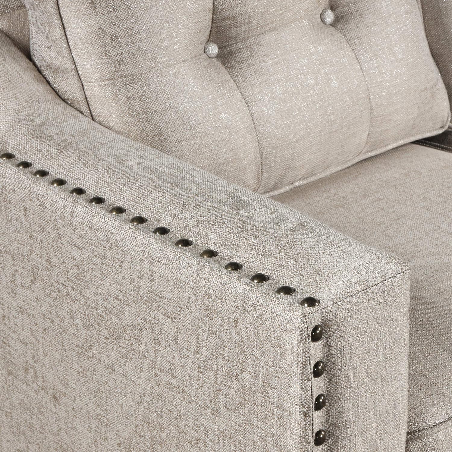 Beige Linen Fabric Sofa and Loveseat Set N2962