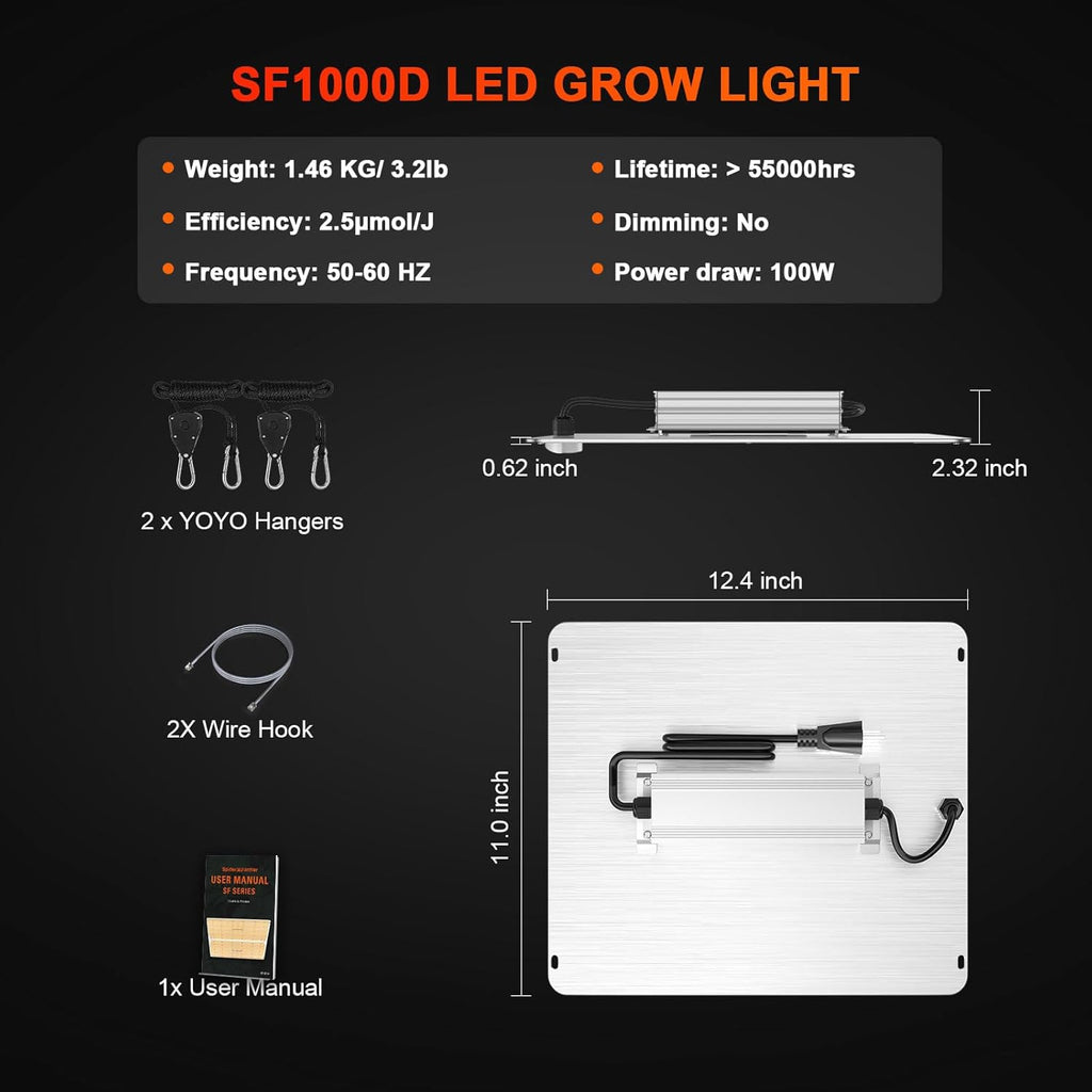 LED Grow Lights with Samsung LM301B Diodes Full Spectrum Grow Light and UV Supplemental Light J545