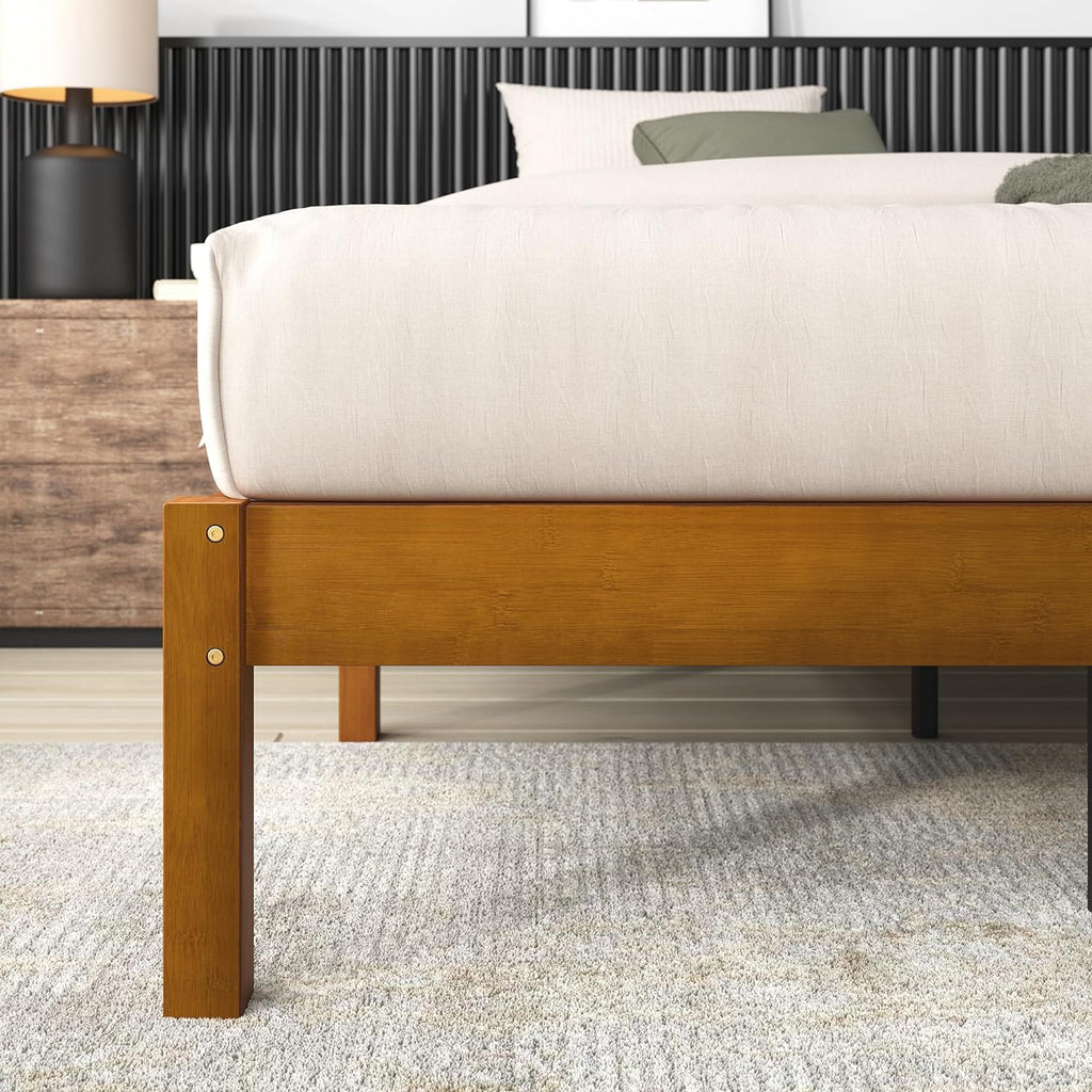 14 Inch Bamboo Platform Bed Frame, Wood Slat Support, Full Q17524