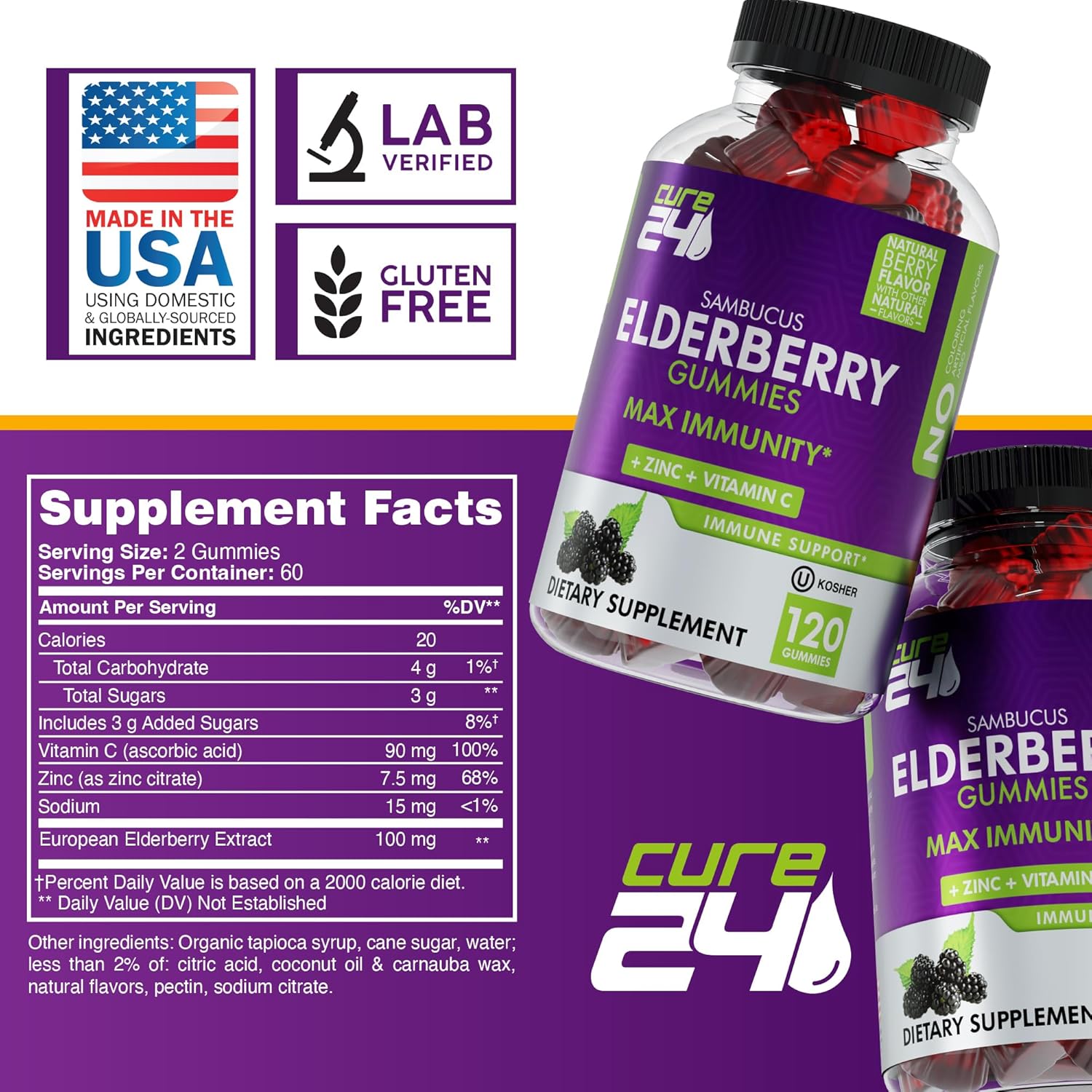 Elderberry Gummies with Vitamin C and Zinc 120 Count B555900