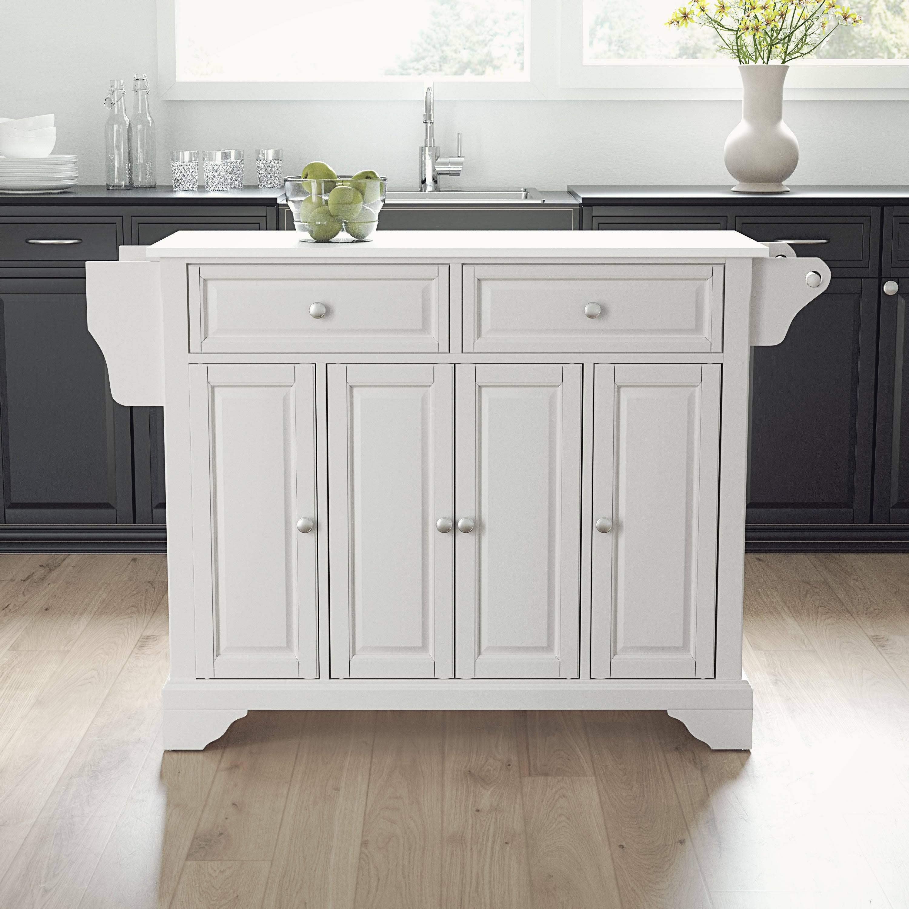 White Granite Top Full Size Kitchen Island Cart J3191