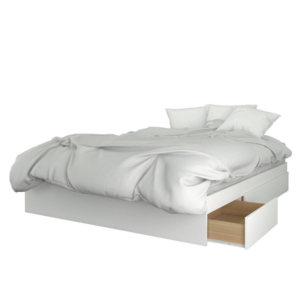 3 Piece Queen Size Bedroom Set, Walnut & White U350914