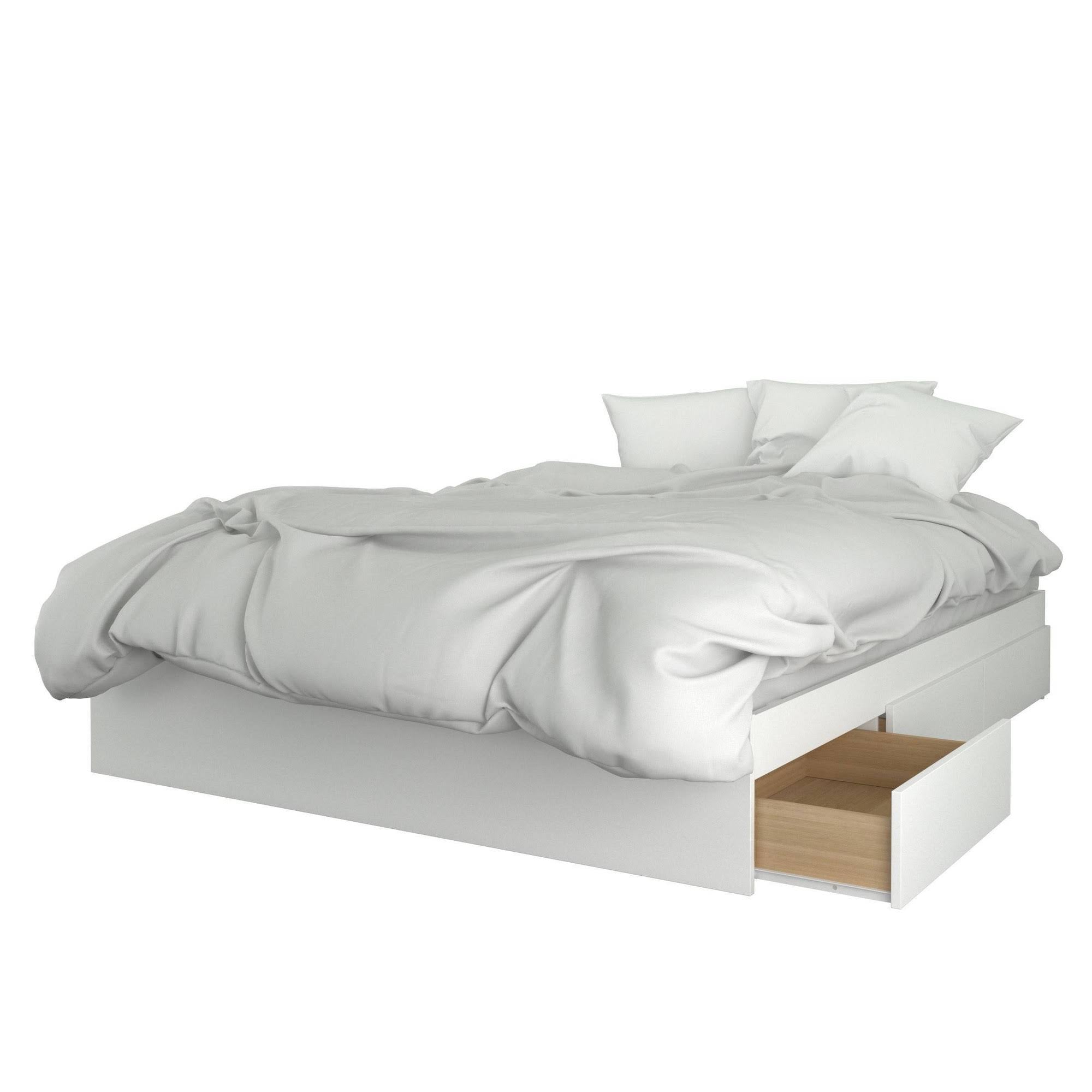 3 Piece Queen Size Bedroom Set, Walnut & White U350914