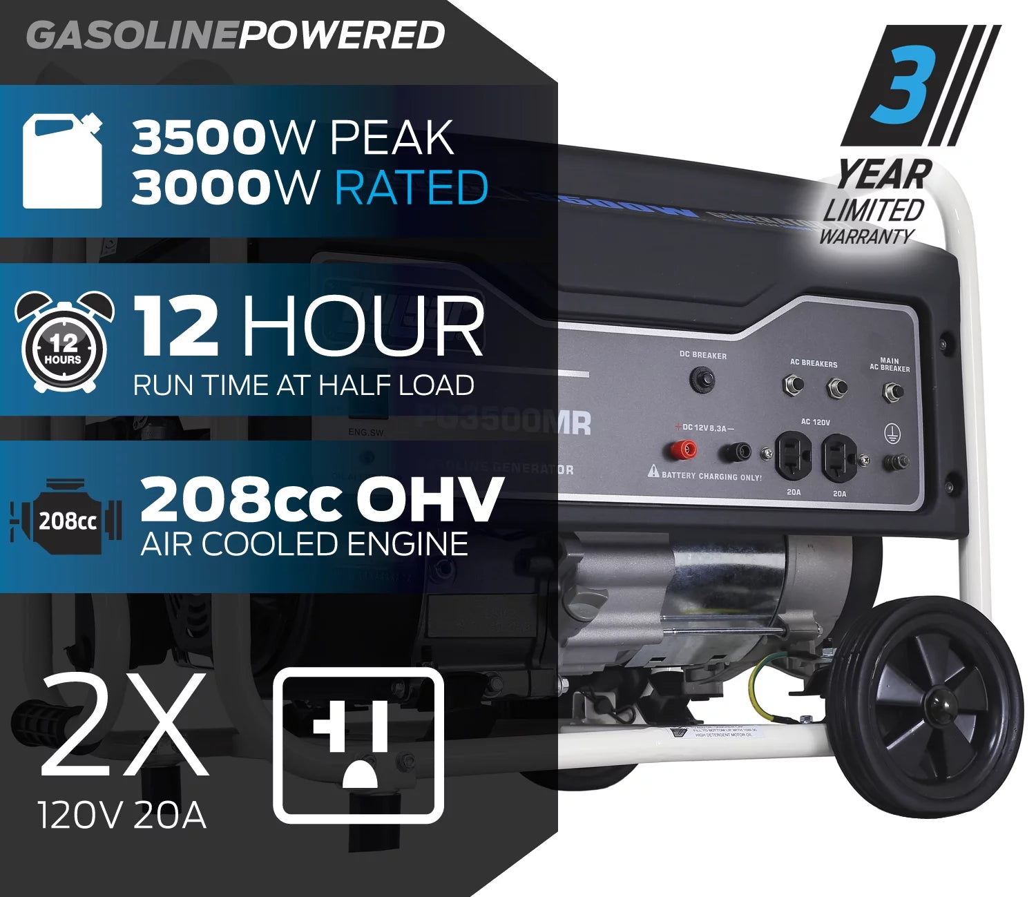3500-Watt Gas Powered Portable Generator X7488
