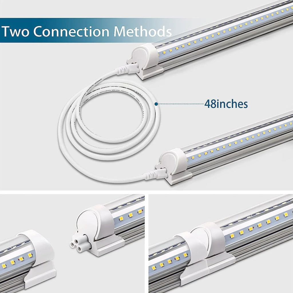 8FT 72W 9000LM 5000K Daylight White T8 Linkable LED Shop Light, 4 Packs O95387