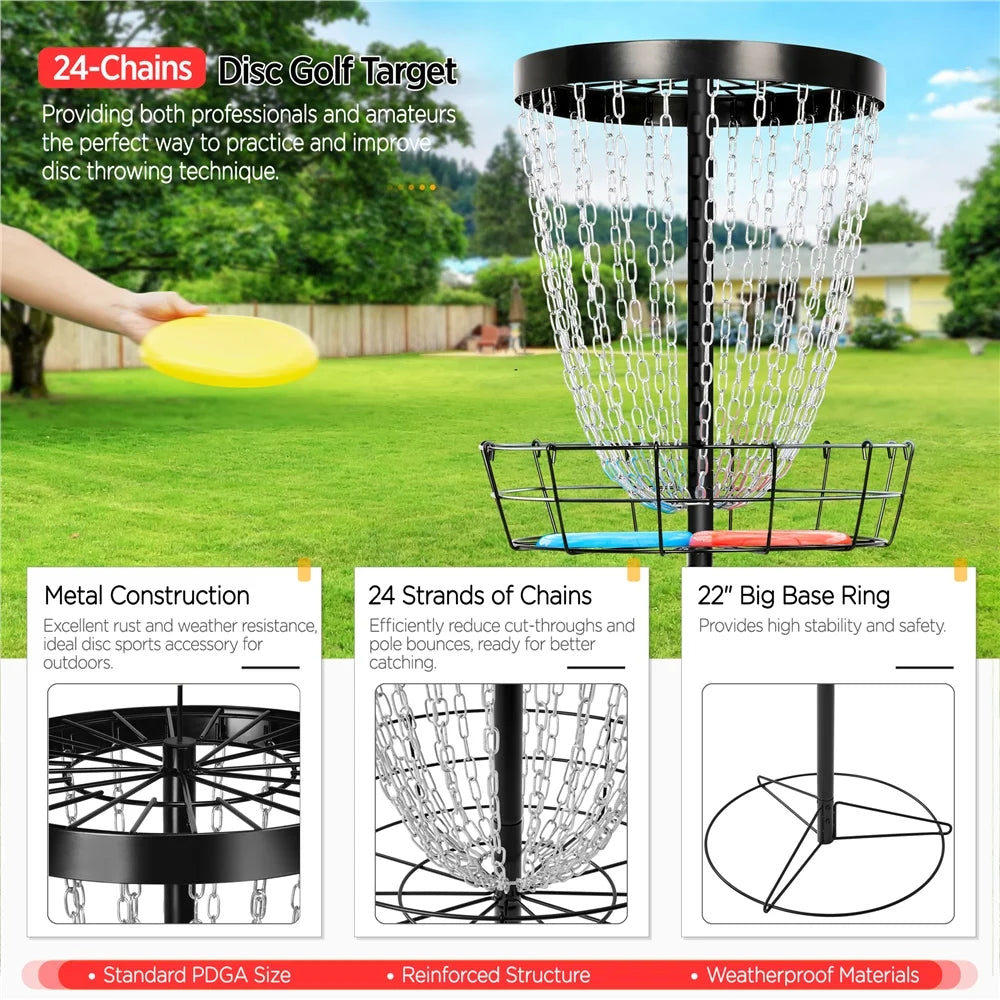Black Disc Golf Goal with Carrying Bag and 3 Discs O35337