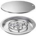 19 Inch Round Stainless Steel Drop in Fire Pit Pan Fire Bowl with Burner Ring and Protective Cover A17109