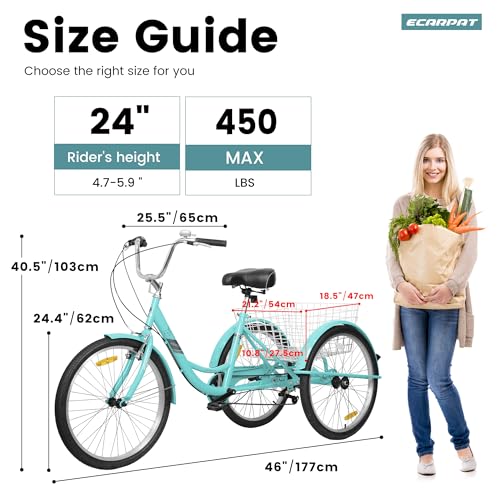 24 Inch 3 Wheel Carbon Steel Tricycle B916348