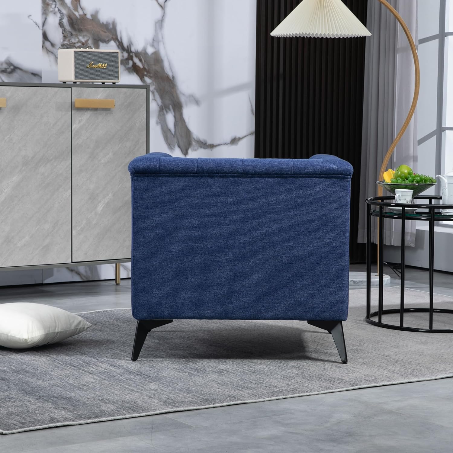 Blue Linen Fabric Arm Chair W784