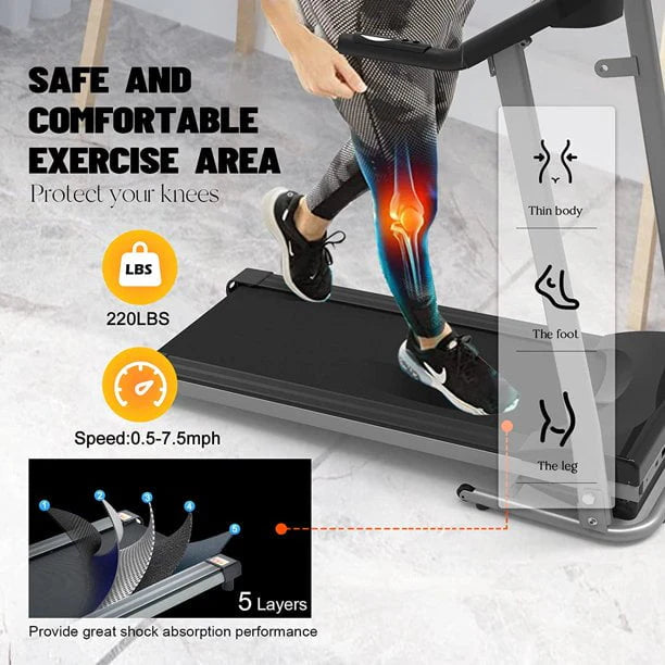 Foldable Electric Treadmill with Incline 230 LB Capacity Q739