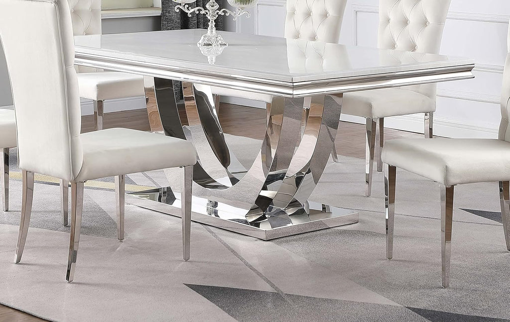 White Faux Marble Top Dining Table M4696