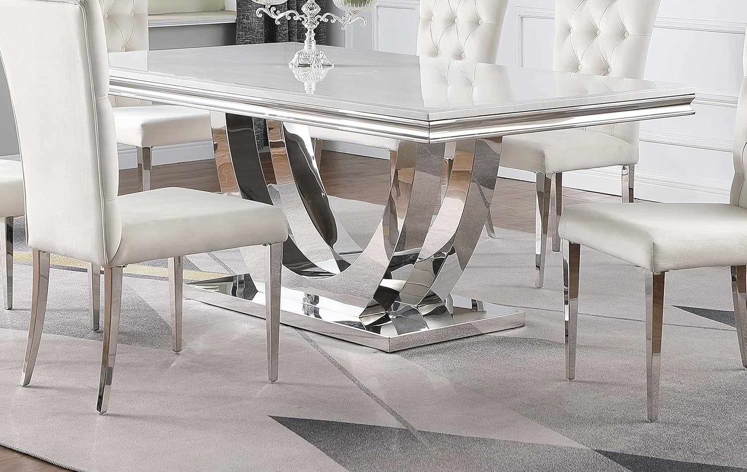 White Faux Marble Top Dining Table M4696
