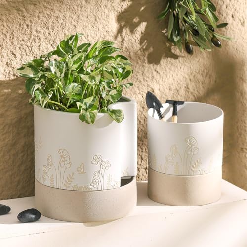6 Inch Ceramic Self Watering Plant Pot with Drainage Hole Z672208