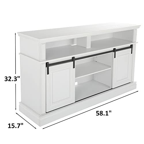 White TV Stand with Electric Fireplace B8079