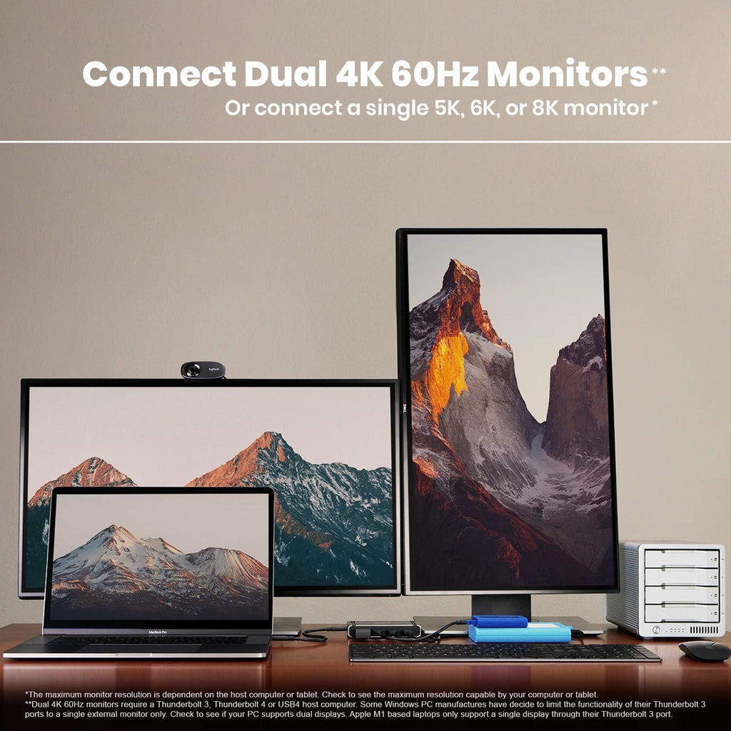 Thunderbolt 4 Multi-Port Hub with 4X Thunderbolt 4/USB4 Ports, 4X USB 3.2 Gen2 10Gb/s Ports, 60W Charging with 0.8m Cable Z911