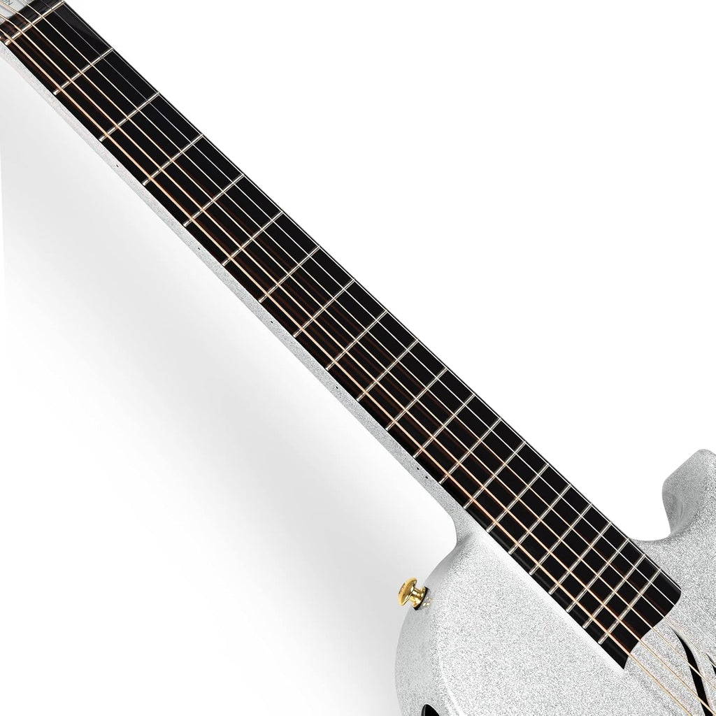 Carbon Fiber Acoustic Electric Guitar with Gig Bag, Strap, Strings, Instrument Cable (Sparkling Silver) O451561