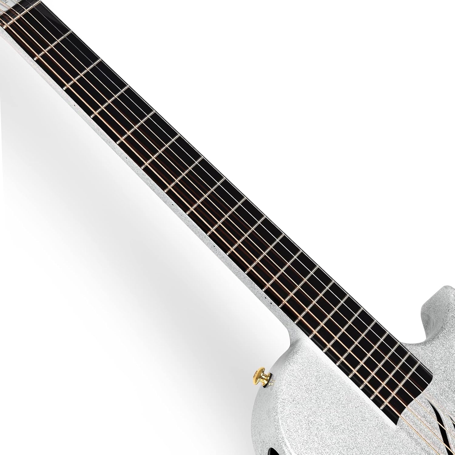 Carbon Fiber Acoustic Electric Guitar with Gig Bag, Strap, Strings, Instrument Cable (Sparkling Silver) O451561