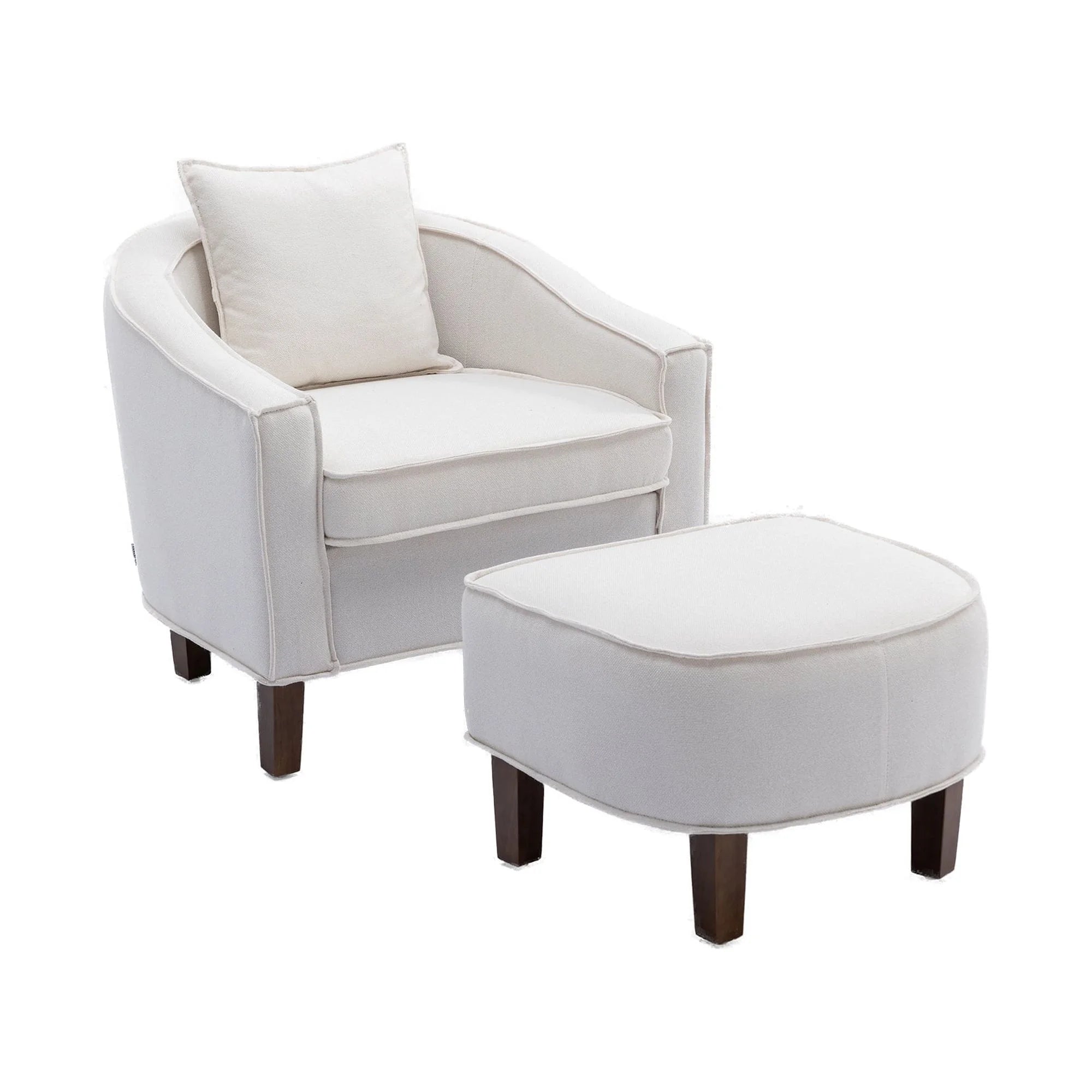 Olive Linen Microsuede Fabric Barrel Chair with Ottoman L484530