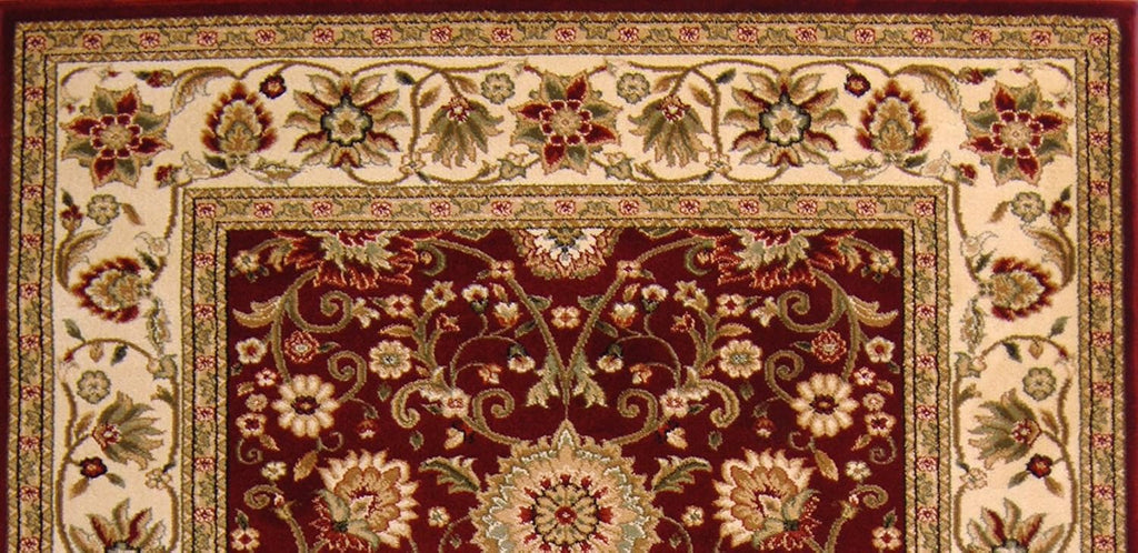 Red & Ivory 6' x 9' Traditional Area Rug Y7204