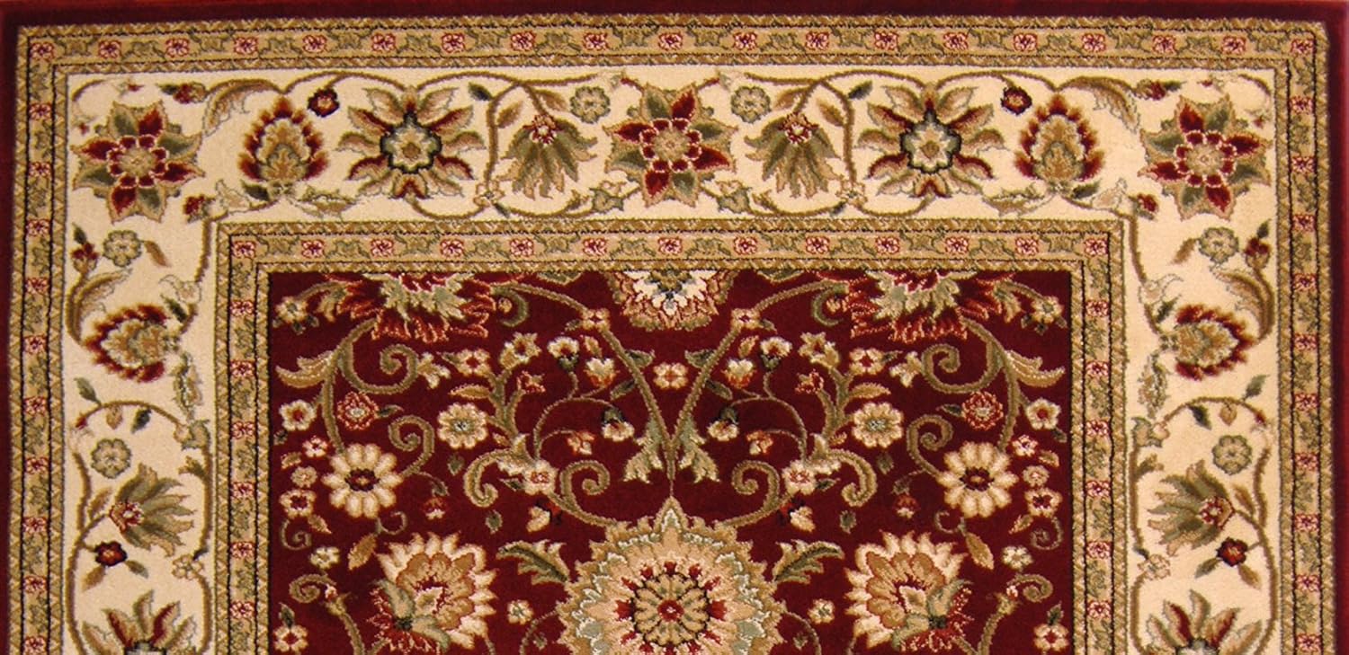 Red & Ivory 6' x 9' Traditional Area Rug Y7204
