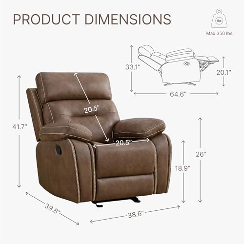 Brown Leather Manual Recliner Sofa M67810