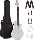 Carbon Fiber Acoustic Electric Guitar with Gig Bag, Strap, Strings, Instrument Cable (Sparkling Silver) O451561