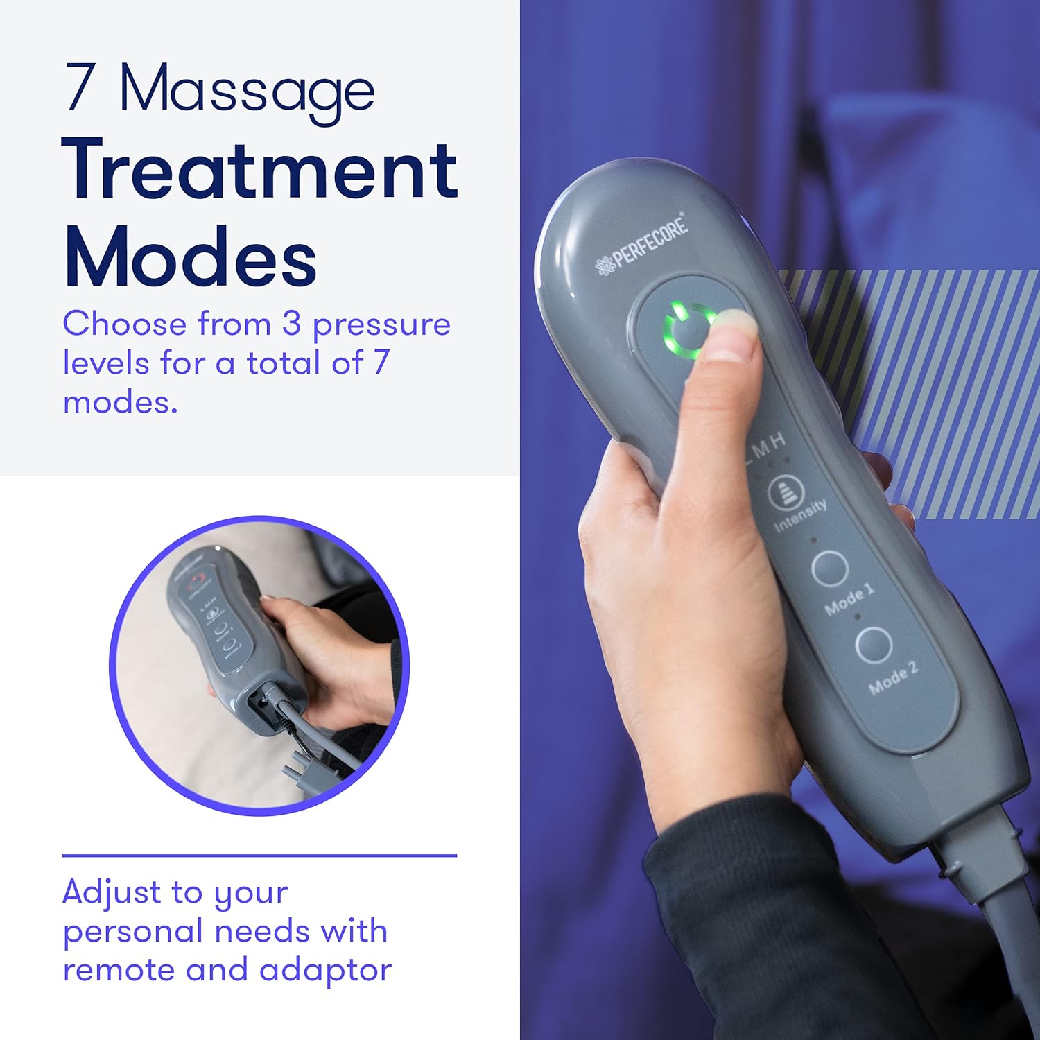 Large Knee Gray Adjustable Foot and Calf Massager with Heat Air Compression D5846