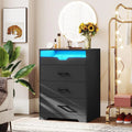 3 Drawers Black Dresser with LED Lights O934