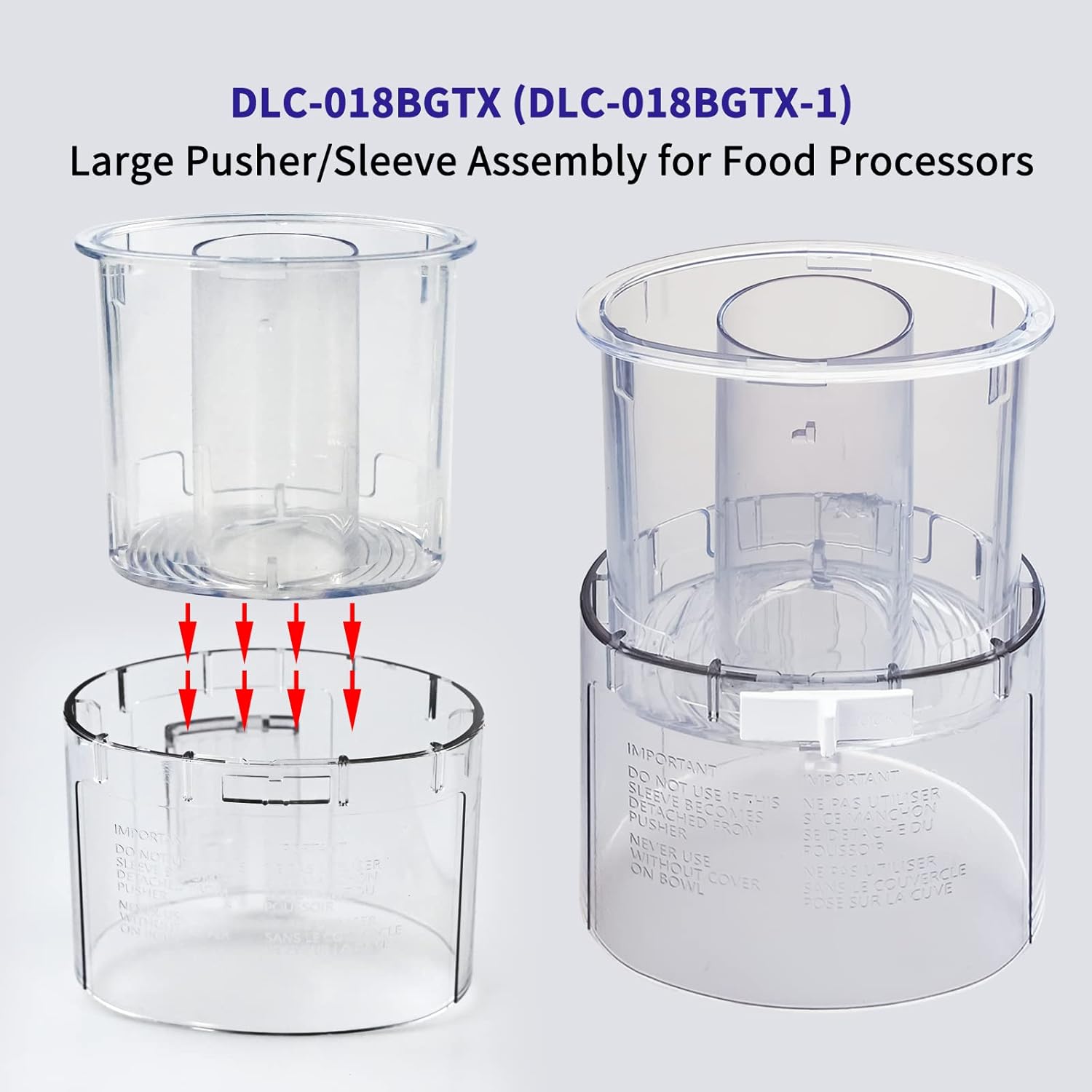Large Pusher and Sleeve Assembly for Food Processors A36189