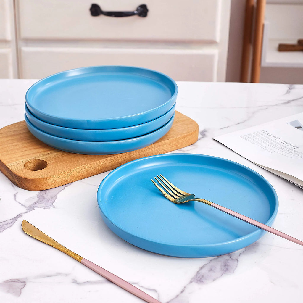 Set of 4 8" Round Ceramic Dinner Plates E76872
