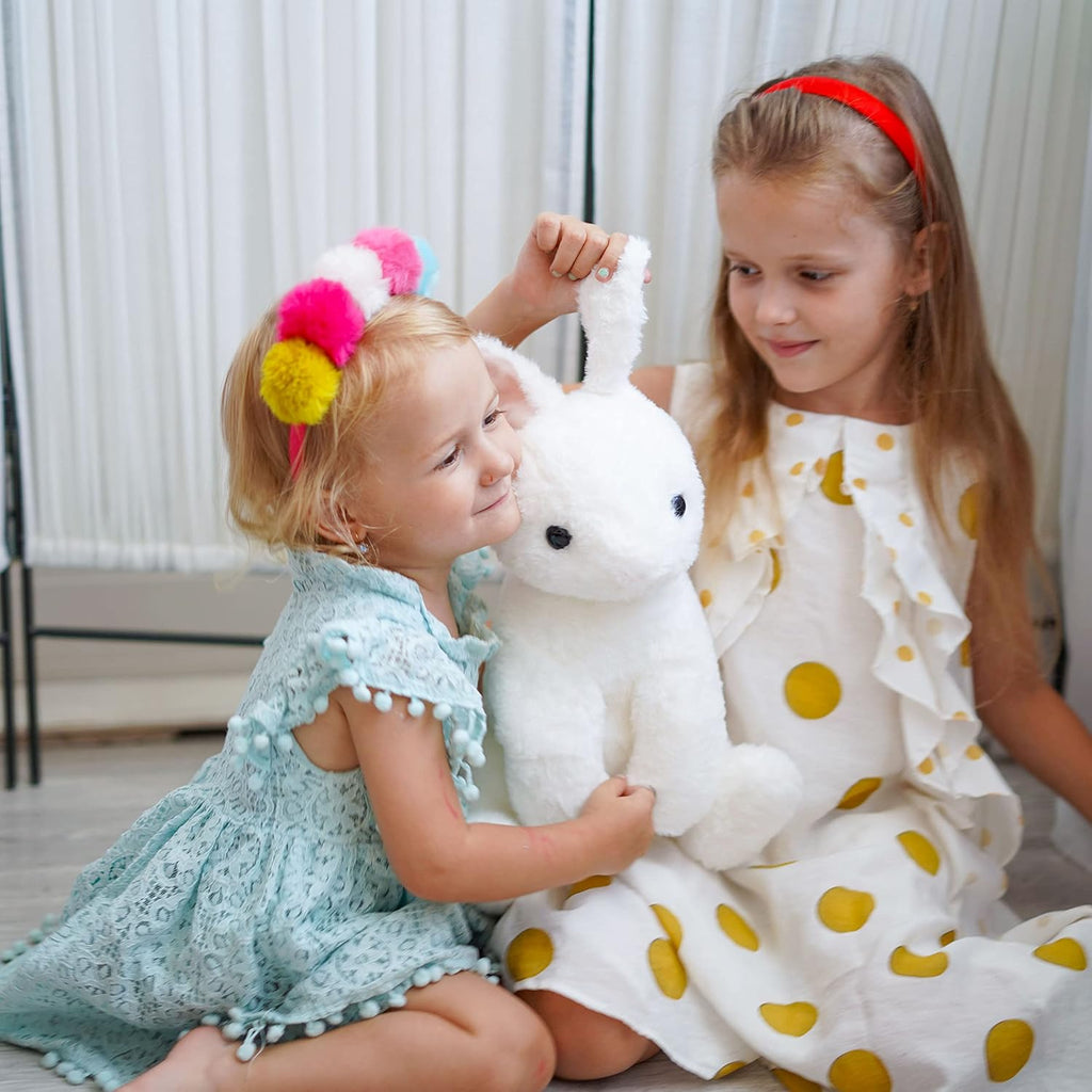 Off White Stuffed Animals Plush Toys with Pink Ears O9650
