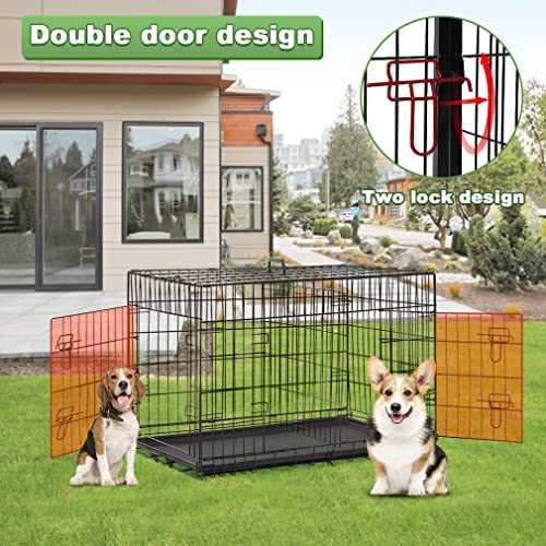 24,30,36,42,48 Inch Folding Wire Dog Crate with Double-Door V441