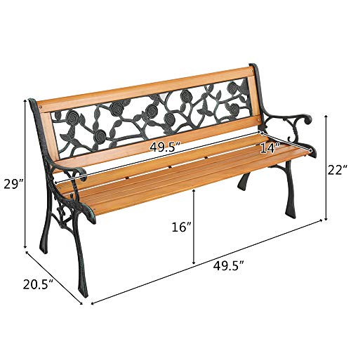 Antique Cast Iron and Hardwood Frame Outdoor Bench H9994